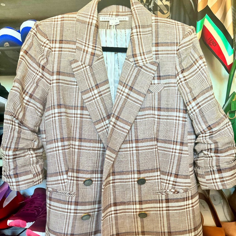 VERONICA BEARD Viva Double Breasted Plaid Jacket